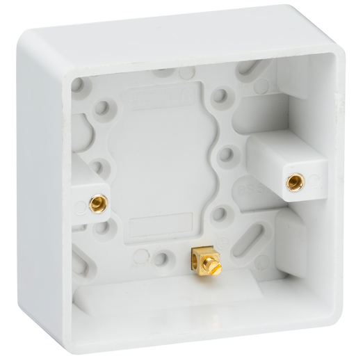 Knightsbridge CU1700 White Curved edge single 35mm pattress box with earth terminal Light Switches Knightsbridge - Sparks Warehouse