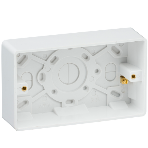 Knightsbridge CU1800 White Curved edge double 35mm pattress box with earth terminal Light Switches Knightsbridge - Sparks Warehouse