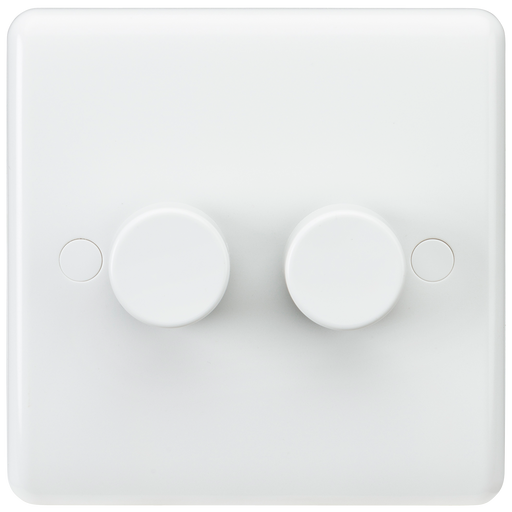 Knightsbridge CU2162 White Curved edge 2G 40-400W Dimmer Light Switches Knightsbridge - Sparks Warehouse