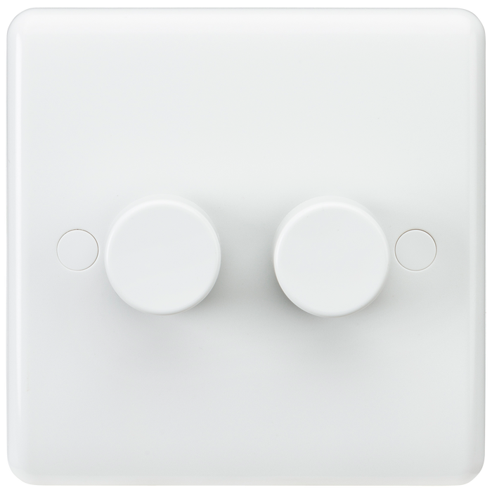 Knightsbridge CU2162 White Curved edge 2G 40-400W Dimmer Light Switches Knightsbridge - Sparks Warehouse