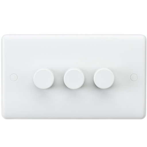Knightsbridge CU2163 White Curved edge 3G 40-400W Dimmer Light Switches Knightsbridge - Sparks Warehouse