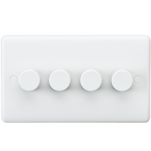 Knightsbridge CU2164 White Curved edge 4G 40-400W Dimmer Light Switches Knightsbridge - Sparks Warehouse