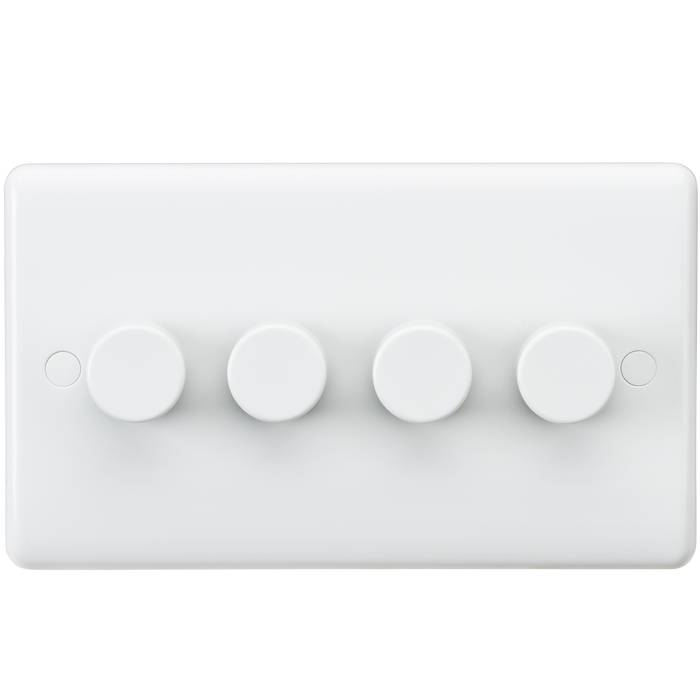 Knightsbridge CU2164 White Curved edge 4G 40-400W Dimmer Light Switches Knightsbridge - Sparks Warehouse