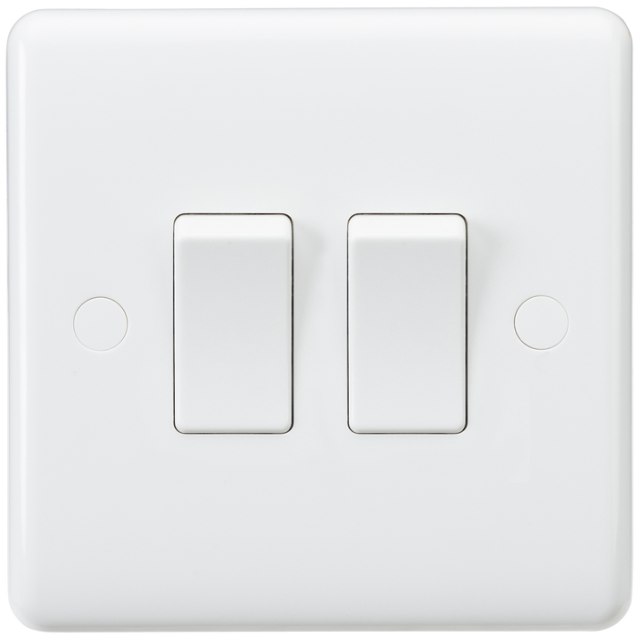 Knightsbridge CU3000 White Curved edge 10A 2G 2 way switch Light Switches Knightsbridge - Sparks Warehouse