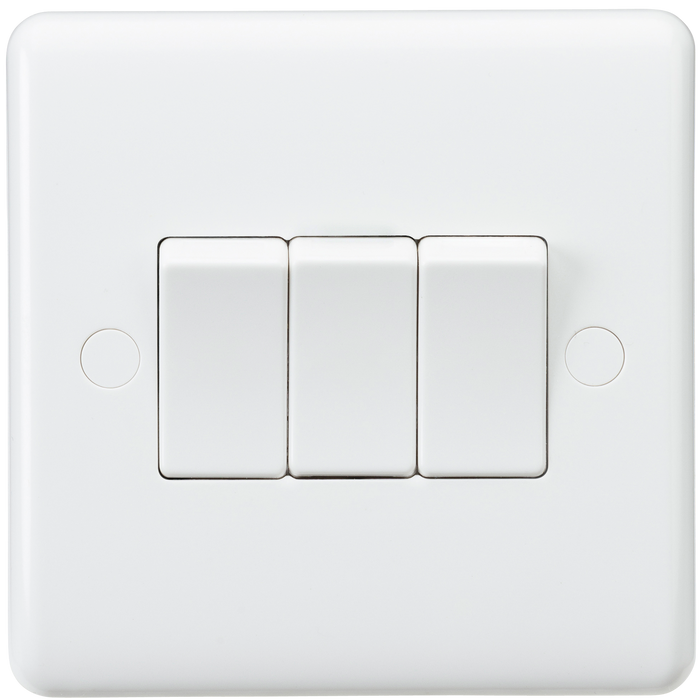 Knightsbridge CU4000 White Curved edge 10A 3G 2 way switch Light Switches Knightsbridge - Sparks Warehouse