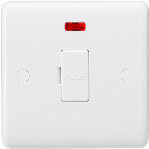 Knightsbridge CU6000N White Curved edge 13A fused spur unit with neon Light Switches Knightsbridge - Sparks Warehouse