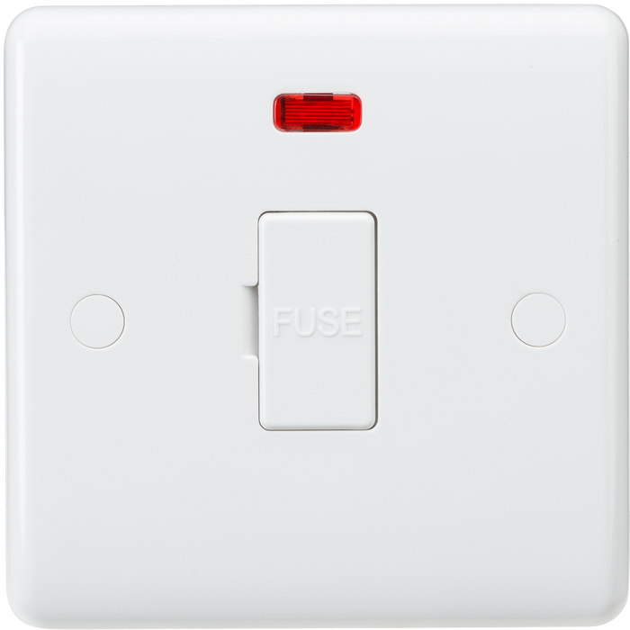 Knightsbridge CU6000N White Curved edge 13A fused spur unit with neon Light Switches Knightsbridge - Sparks Warehouse