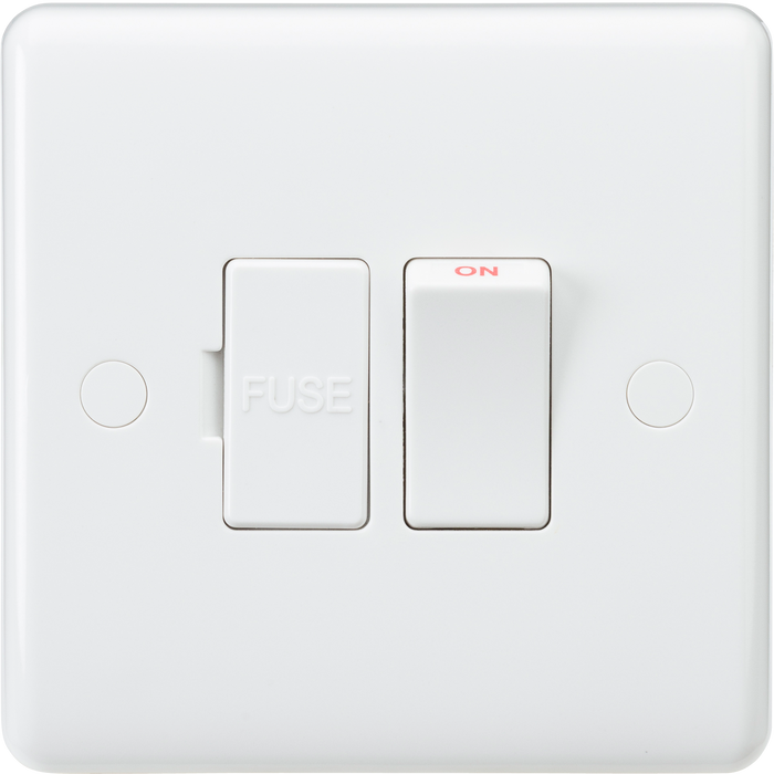 Knightsbridge CU6300F Curved Edge 13A Switched Fused Spur Unit with Flex Outlet from Base Knightsbridge Grid Knightsbridge - Sparks Warehouse