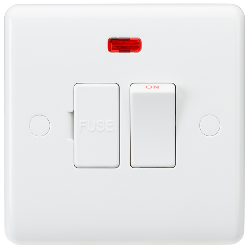 Knightsbridge CU6300N White Curved edge 13A switched fused spur unit neon Light Switches Knightsbridge - Sparks Warehouse