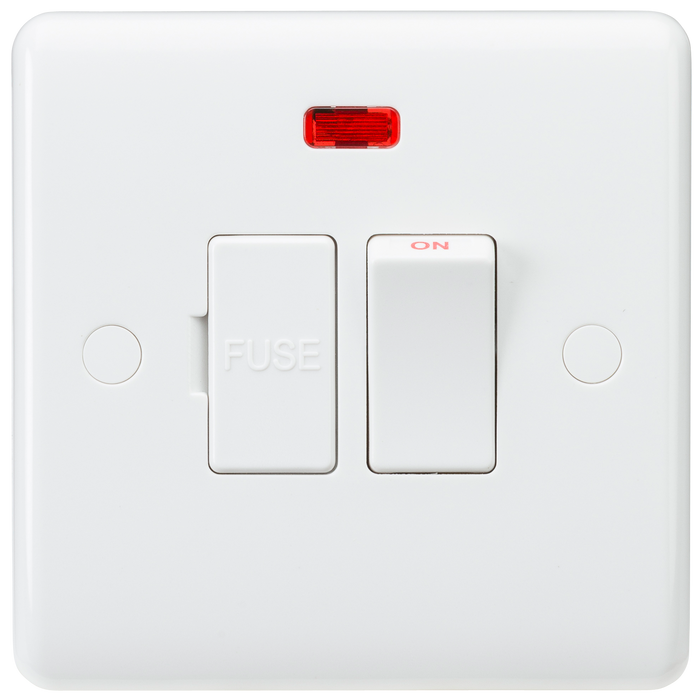 Knightsbridge CU6300N White Curved edge 13A switched fused spur unit neon Light Switches Knightsbridge - Sparks Warehouse
