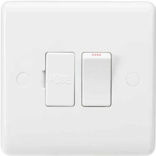 Knightsbridge CU6300 White Curved edge 13A switched fused spur unit Light Switches Knightsbridge - Sparks Warehouse