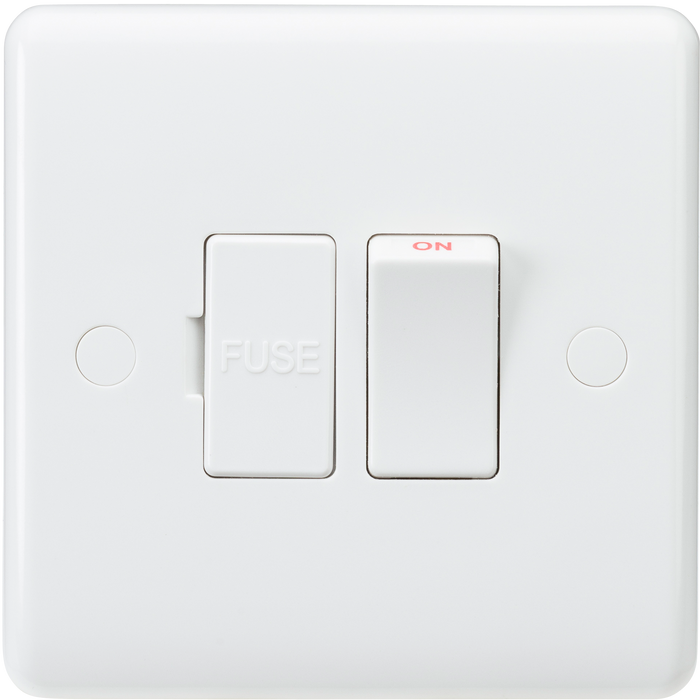 Knightsbridge CU6300 White Curved edge 13A switched fused spur unit Light Switches Knightsbridge - Sparks Warehouse