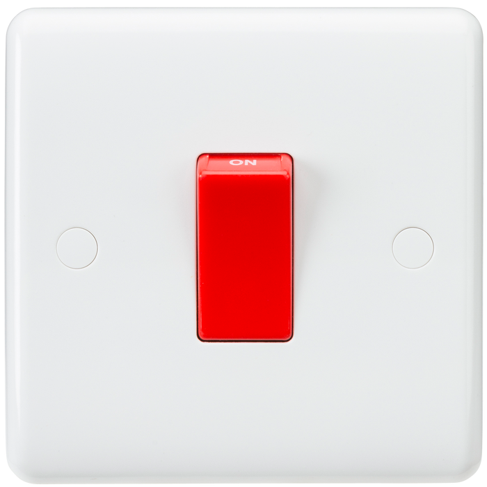 Knightsbridge CU8331 White Curved edge 45A DP switch (small) Light Switches Knightsbridge - Sparks Warehouse