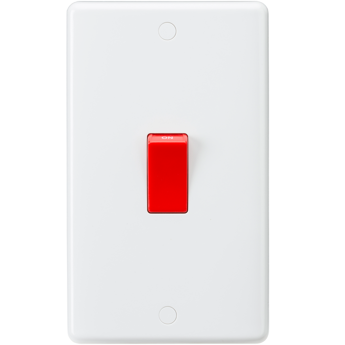 Knightsbridge CU8332 White Curved edge 45A DP switch (large) Light Switches Knightsbridge - Sparks Warehouse
