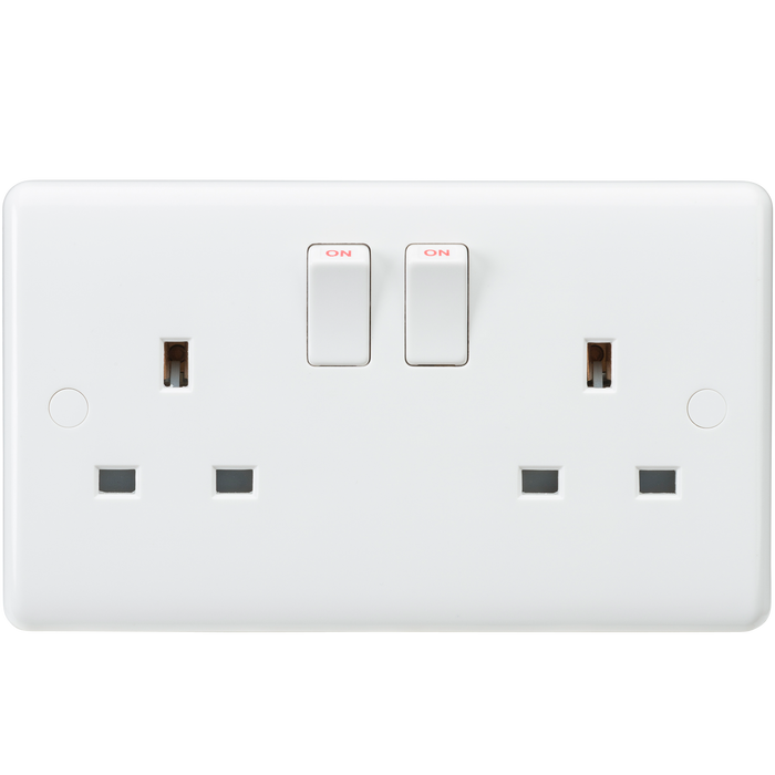 Knightsbridge CU9000S White Curved edge 13A 2G SP switched socket Standard Sockets Knightsbridge - Sparks Warehouse