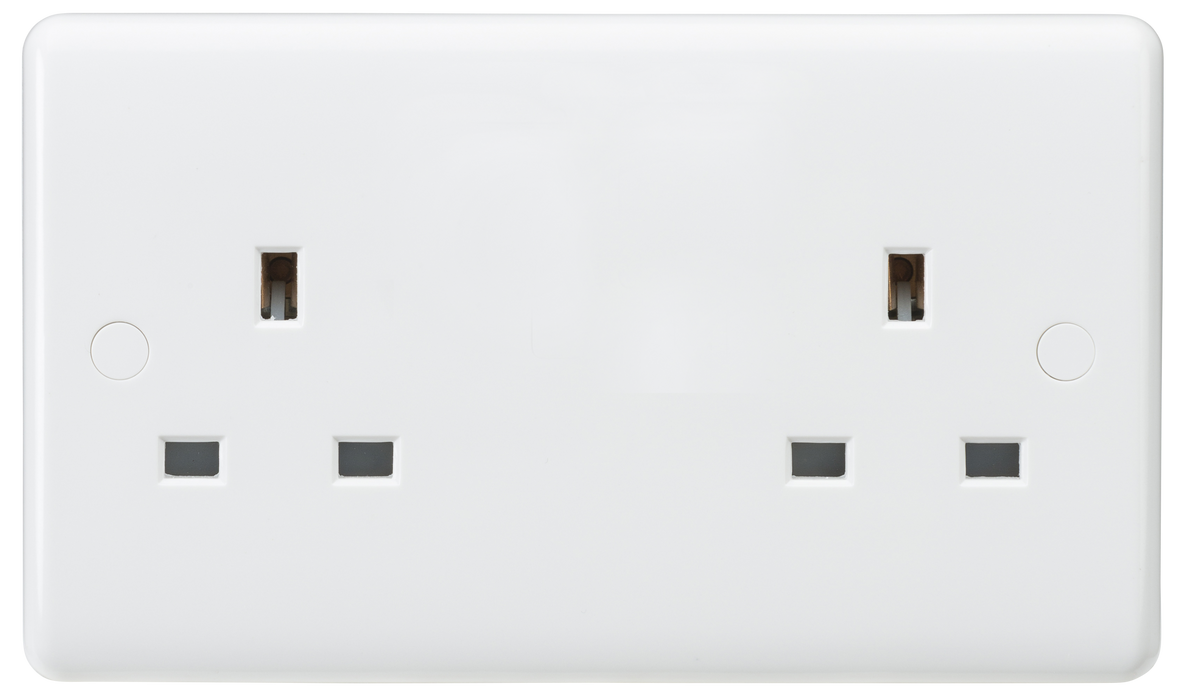 Knightsbridge CU9000U White Curved edge 13A 2G unswitched socket Light Switches Knightsbridge - Sparks Warehouse