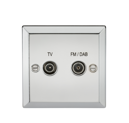 Knightsbridge CV016PC Diplex TV & FM DAB Outlet - Bevelled Edge Polished Chrome Knightsbridge Polished Chrome Bevelled Knightsbridge - Sparks Warehouse
