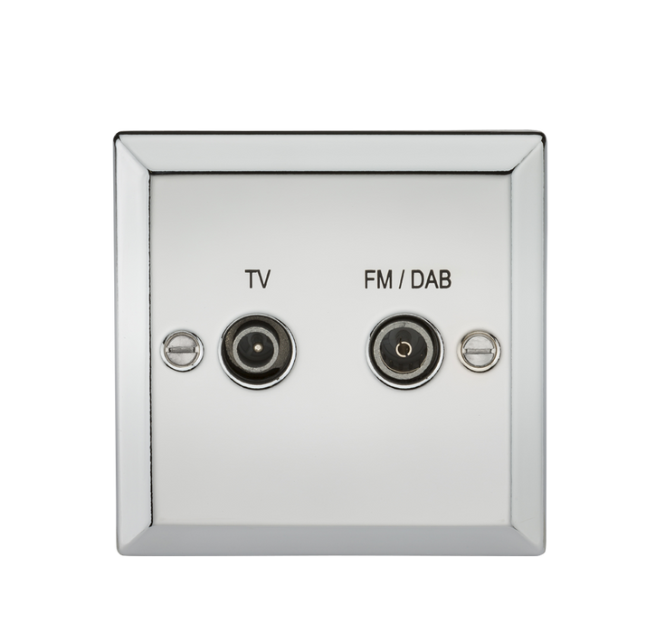Knightsbridge CV016PC Diplex TV & FM DAB Outlet - Bevelled Edge Polished Chrome Knightsbridge Polished Chrome Bevelled Knightsbridge - Sparks Warehouse