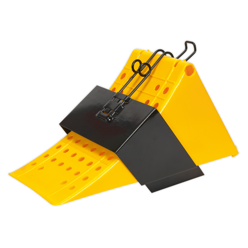 Sealey - CV127 Wheel Chock with Bracket Single - Commercial Jacking & Lifting Sealey - Sparks Warehouse