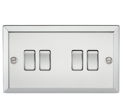 Knightsbridge CV41PC 10AX 4G 2 Way Plate Switch - Bevelled Edge Polished Chrome Knightsbridge Polished Chrome Bevelled Knightsbridge - Sparks Warehouse