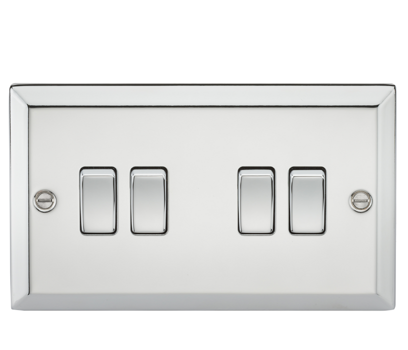 Knightsbridge CV41PC 10AX 4G 2 Way Plate Switch - Bevelled Edge Polished Chrome Knightsbridge Polished Chrome Bevelled Knightsbridge - Sparks Warehouse