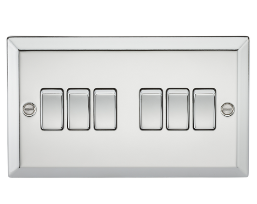 Knightsbridge CV42PC 10AX 6G 2 Way Plate Switch - Bevelled Edge Polished Chrome Knightsbridge Polished Chrome Bevelled Knightsbridge - Sparks Warehouse