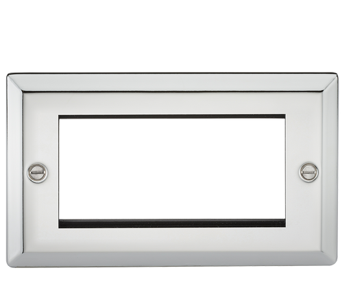 Knightsbridge CV4GPC 4G Modular Faceplate - Bevelled Edge Polished Chrome Knightsbridge Polished Chrome Bevelled Knightsbridge - Sparks Warehouse