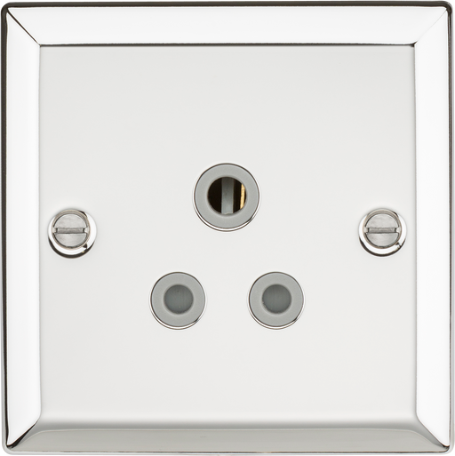 Knightsbridge CV5APCG 5A Unswitched Socket with Grey Insert - Bevelled Edge Polished Chrome Knightsbridge Polished Chrome Bevelled Knightsbridge - Sparks Warehouse