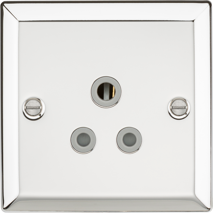 Knightsbridge CV5APCG 5A Unswitched Socket with Grey Insert - Bevelled Edge Polished Chrome Knightsbridge Polished Chrome Bevelled Knightsbridge - Sparks Warehouse