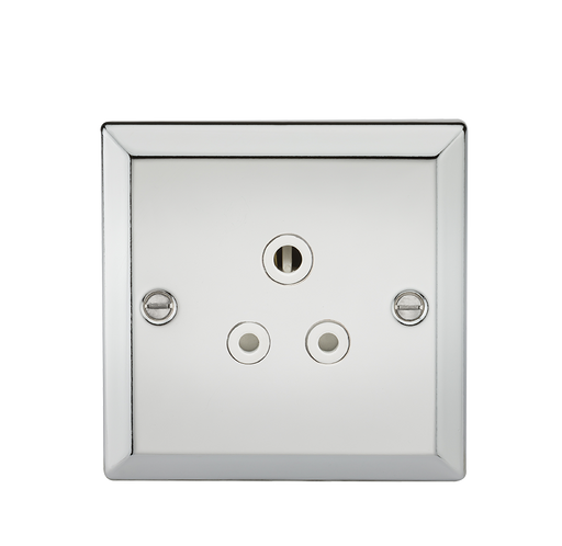 Knightsbridge CV5APCW 5A Unswitched Socket with White Insert - Bevelled Edge Polished Chrome Knightsbridge Polished Chrome Bevelled Knightsbridge - Sparks Warehouse
