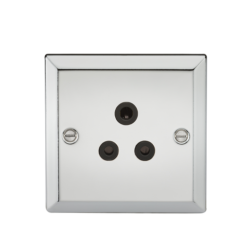 Knightsbridge CV5APC 5A Unswitched Socket with Black Insert - Bevelled Edge Polished Chrome Knightsbridge Polished Chrome Bevelled Knightsbridge - Sparks Warehouse