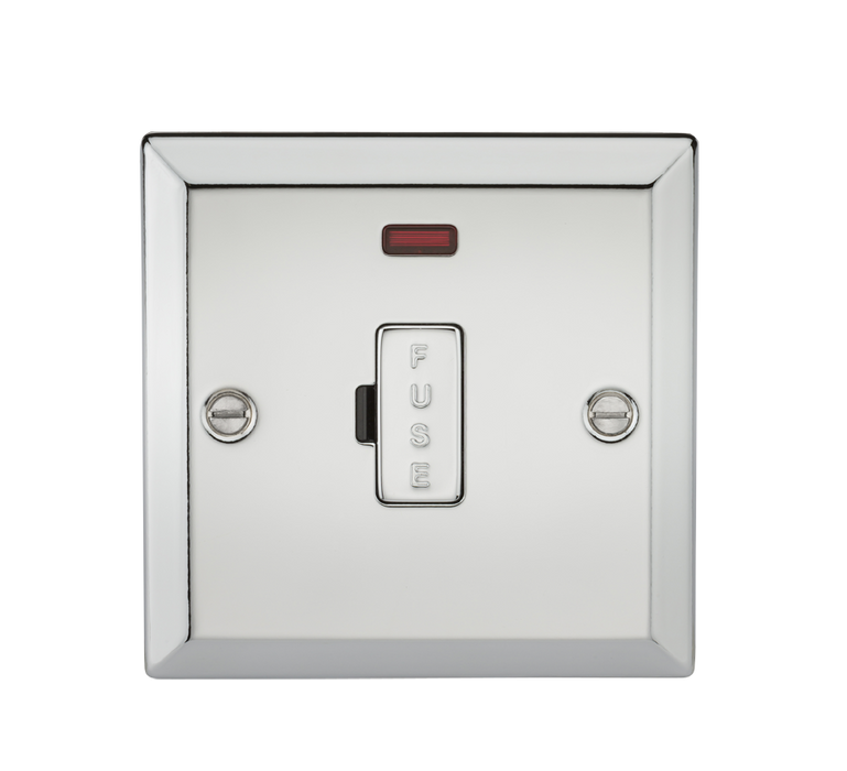 Knightsbridge CV6NPC 13A Fused Spur Unit with Neon - Bevelled Edge Polished Chrome Knightsbridge Polished Chrome Bevelled Knightsbridge - Sparks Warehouse