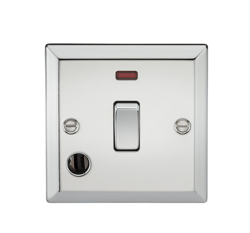 Knightsbridge CV834FPC 20A 1G DP Switch with Neon & Flex Outlet - Bevelled Edge Polished Chrome Knightsbridge Polished Chrome Bevelled Knightsbridge - Sparks Warehouse