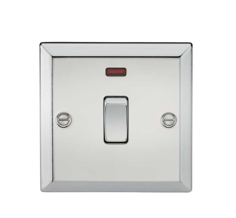 Knightsbridge CV834NPC 20A 1G DP Switch with Neon - Bevelled Edge Polished Chrome Knightsbridge Polished Chrome Bevelled Knightsbridge - Sparks Warehouse