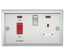 Knightsbridge CV83PCW 45A DP Cooker Switch & 13A Switched Socket with Neons & White Insert - Bevelled Edge Polished Chrome Knightsbridge Polished Chrome Bevelled Knightsbridge - Sparks Warehouse