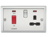Knightsbridge CV83PC 45A DP Cooker Switch & 13A Switched Socket with Neons & Black Insert - Bevelled Edge Polished Chrome Knightsbridge Polished Chrome Bevelled Knightsbridge - Sparks Warehouse