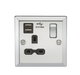 Knightsbridge CV91PC 13A 1G Switched Socket Dual USB Charger Slots with Black Insert - Bevelled Edge Polished Chrome Knightsbridge Polished Chrome Bevelled Knightsbridge - Sparks Warehouse