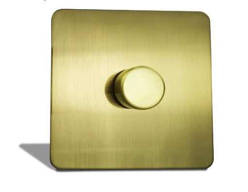 Caradok 1 Gang Screwless 2 Way Brushed Brass LED Dimmer Switch Caradok - Screwless Brushed Brass Caradok - Sparks Warehouse