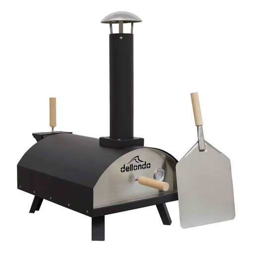 DG10 Portable Wood-Fired Pizza & Smoking Oven - Black & S/S Outdoor Cooking Dellonda - Sparks Warehouse