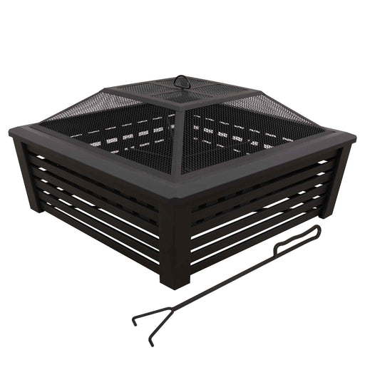 DG43 Deluxe 35" Square Outdoor Fire Pit/Fireplace/Patio Heater Fire Pit Dellonda - Sparks Warehouse