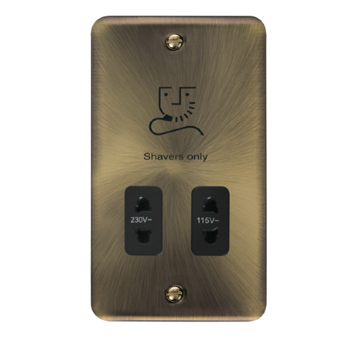 Scolmore DPAB100BK - Dual Voltage Shaver Socket Outlet - 115/230V - Black Deco Plus Scolmore - Sparks Warehouse
