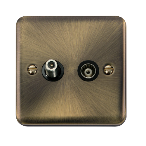 Scolmore DPAB157BK - Isolated Satellite + Coaxial Outlet - Black Deco Plus Scolmore - Sparks Warehouse