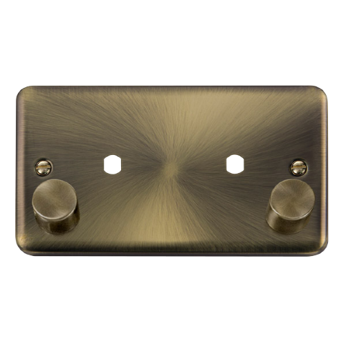 Scolmore DPAB186 - 2 Gang Dimmer Plate + Knobs (1630W Max) - 2 Apertures Deco Plus Scolmore - Sparks Warehouse