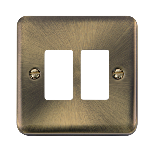 Scolmore DPAB20402 - 2 Gang GridPro® Frontplate - Antique Brass GridPro Scolmore - Sparks Warehouse