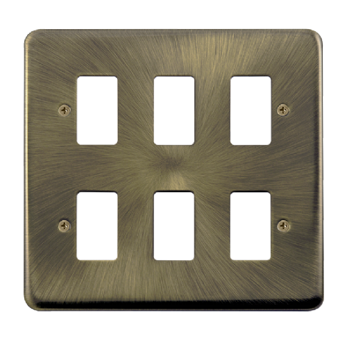 Scolmore DPAB20506 - 6 Gang GridPro® Frontplate - Antique Brass GridPro Scolmore - Sparks Warehouse