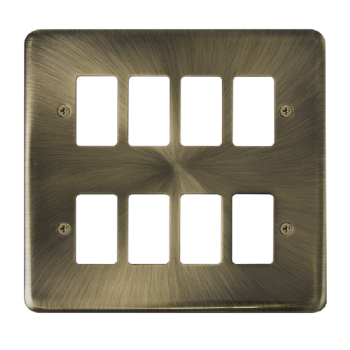 Scolmore DPAB20508 - 8 Gang GridPro® Frontplate - Antique Brass GridPro Scolmore - Sparks Warehouse