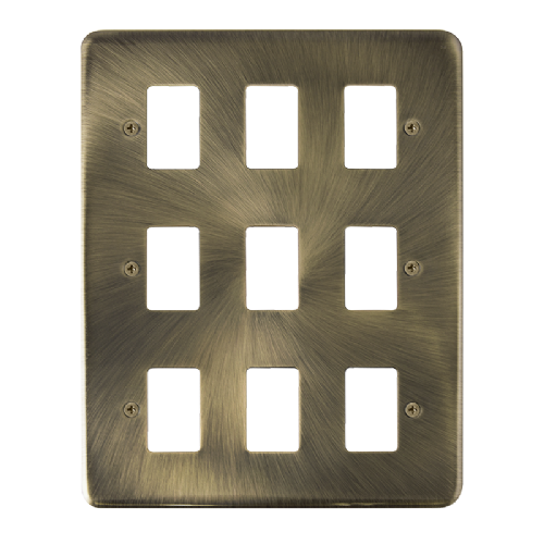 Scolmore DPAB20509 - 9 Gang GridPro® Frontplate - Antique Brass GridPro Scolmore - Sparks Warehouse