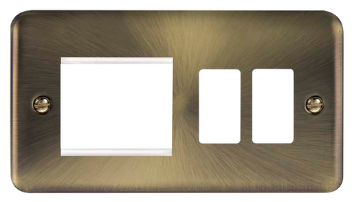 Scolmore DPAB31102 Gridpro Deco Plus - Frontplates - Antique Brass Dpab 2+2 Combi Plate  Scolmore - Sparks Warehouse