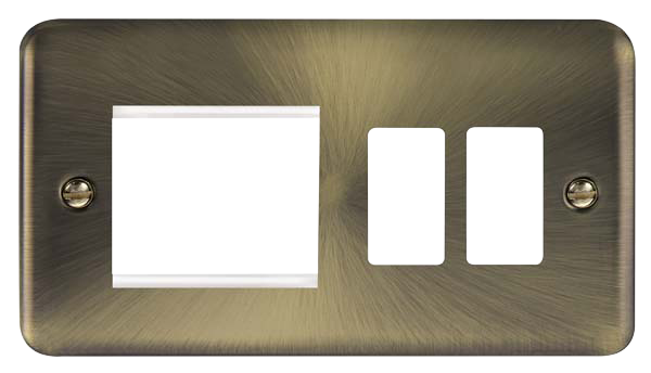 Scolmore DPAB31102 Gridpro Deco Plus - Frontplates - Antique Brass Dpab 2+2 Combi Plate  Scolmore - Sparks Warehouse