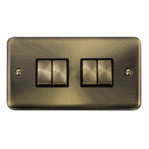 Scolmore DPAB414BK - 10AX Ingot 4 Gang 2 Way Plate Switch - Black Deco Plus Scolmore - Sparks Warehouse